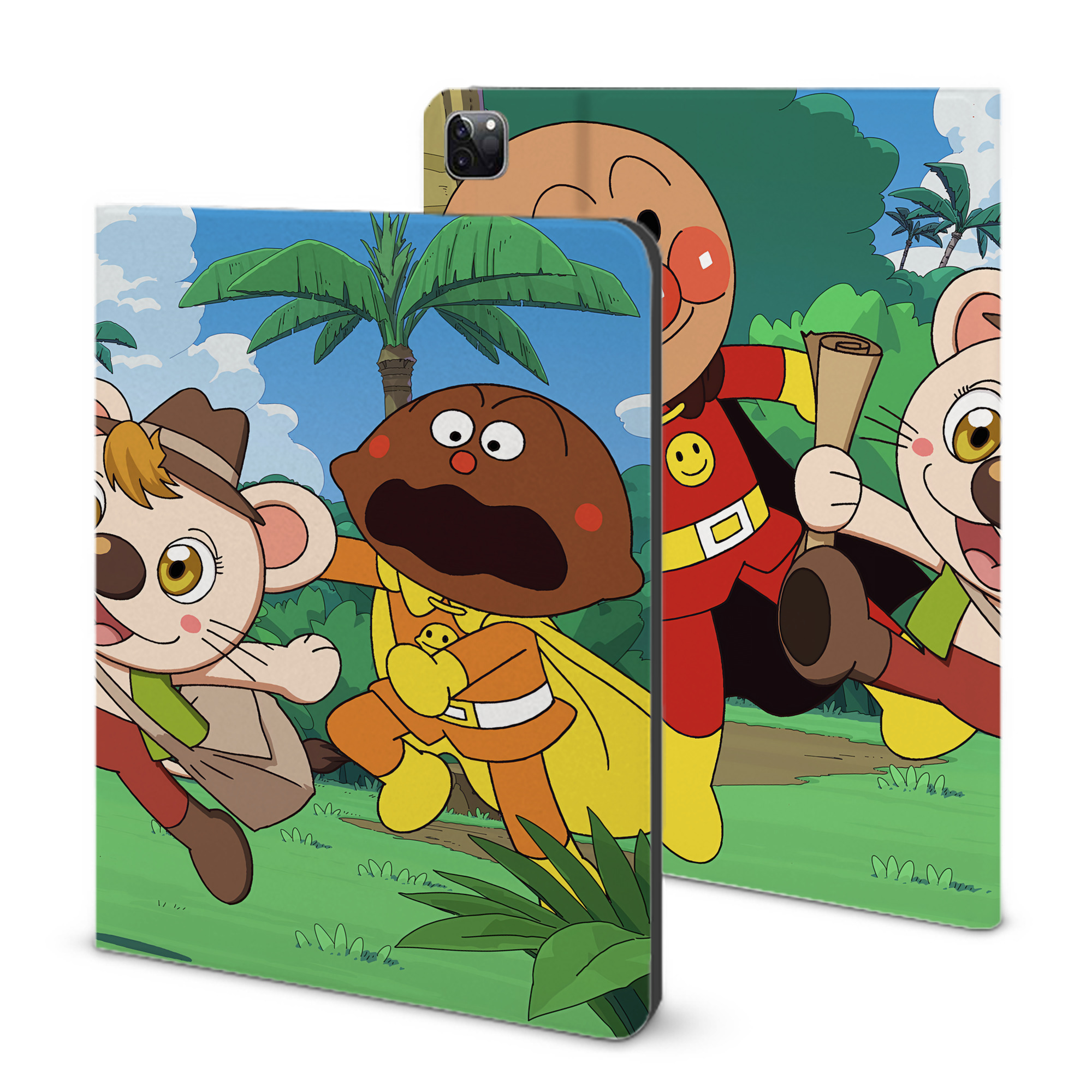 （画像用） アンパンマン Anpanman IPad ケース ブック型 PUレザー TPU 耐衝撃 軽量 薄型 ペン収納なし 全面保護 IPad 各モデル対応